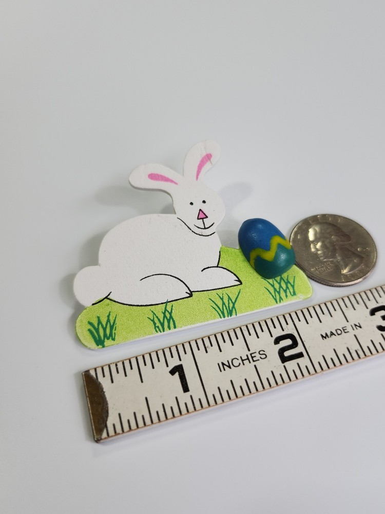 White Rabbit & Easter Egg Lapel Pin Wooden Large Size