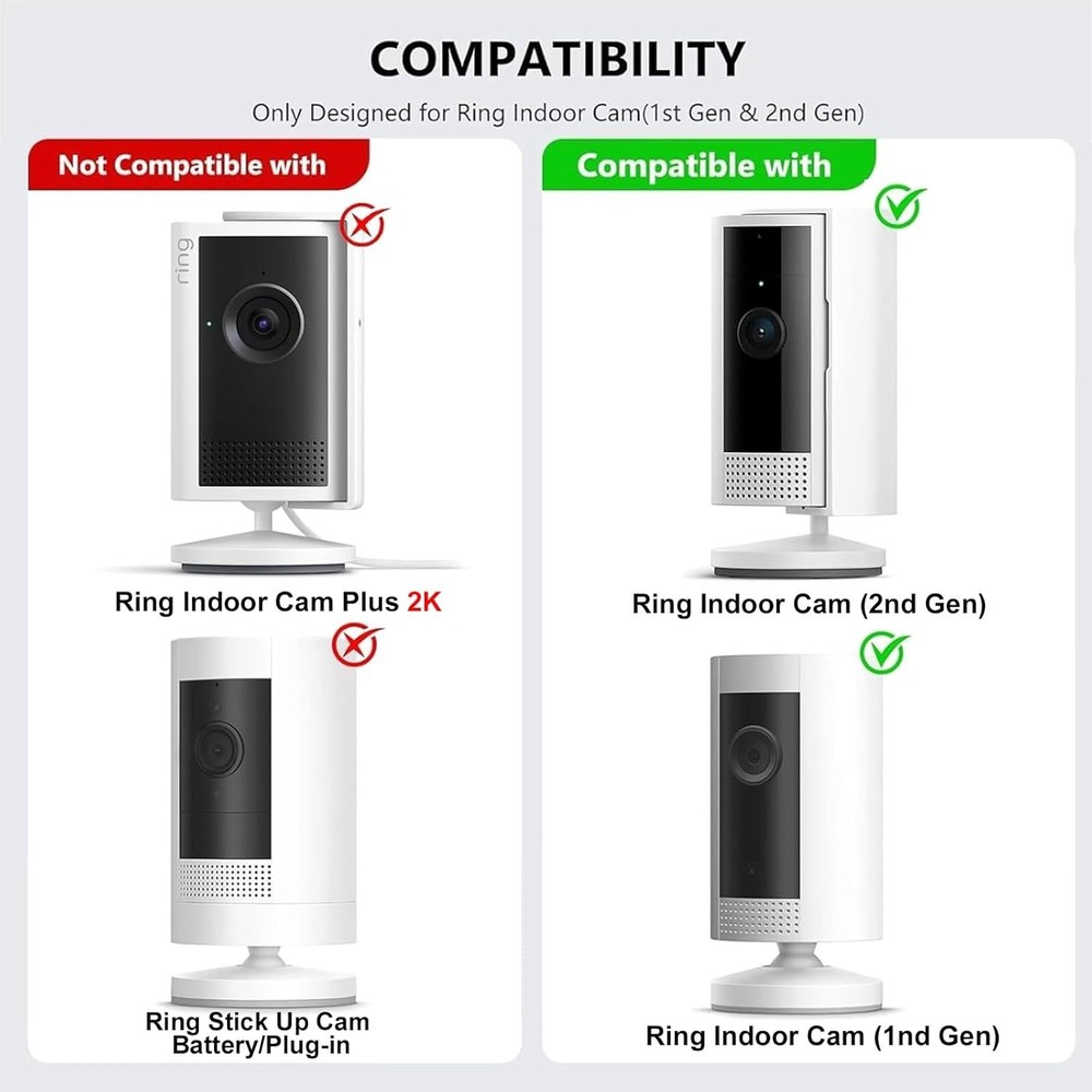 Securely Mount Your Ring Indoor Camera – No Tools, 2-Pack Adhesive Brackets
