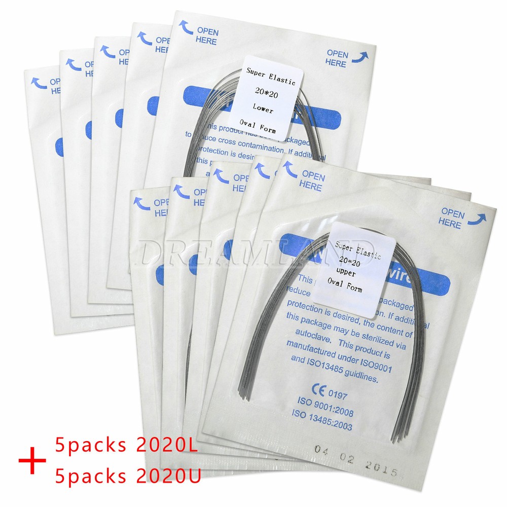 10 Packs 20x20 Upper & Lower Dent Rectangular Niti Arch Wire Super Elastic