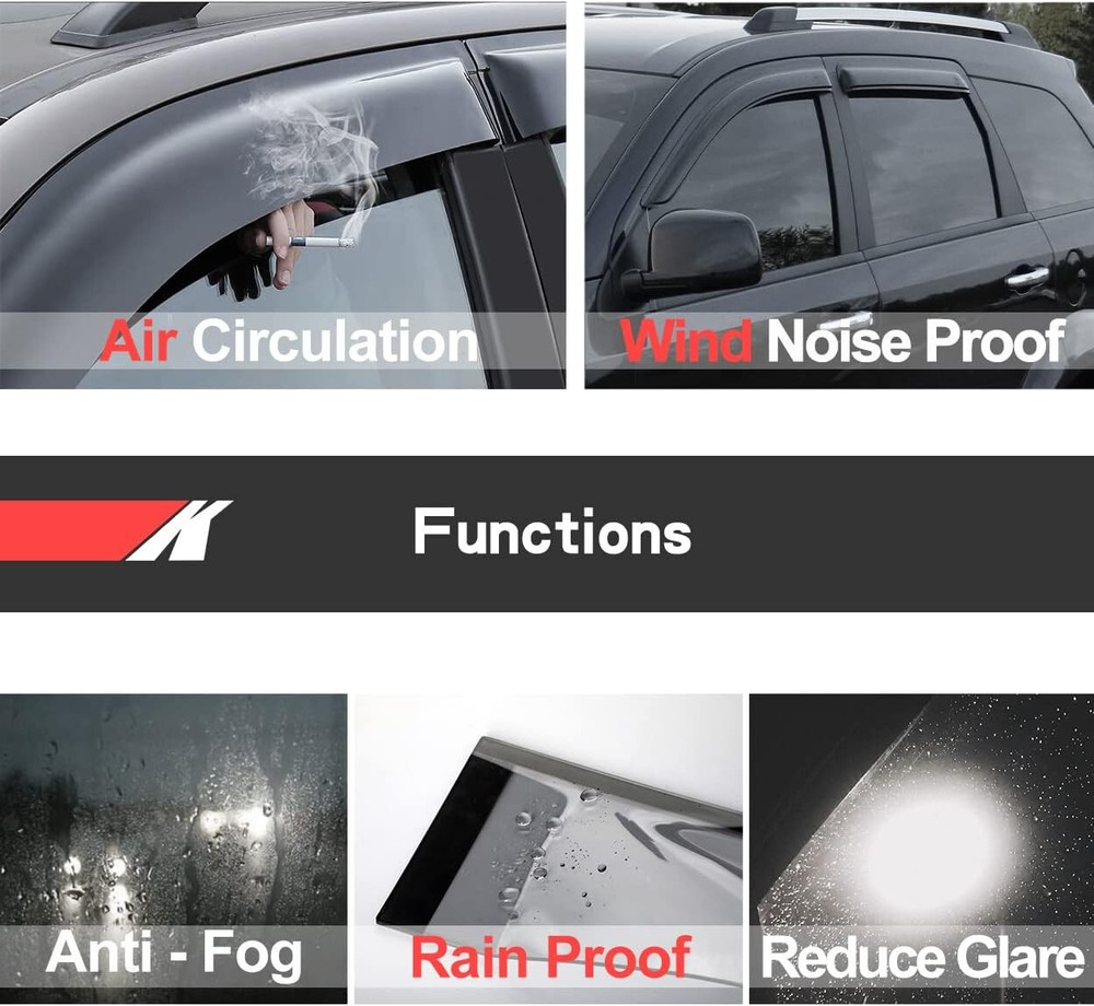4Pcs Window Wind Deflector Window Visor for 2003 - 2005 Ford Excursion