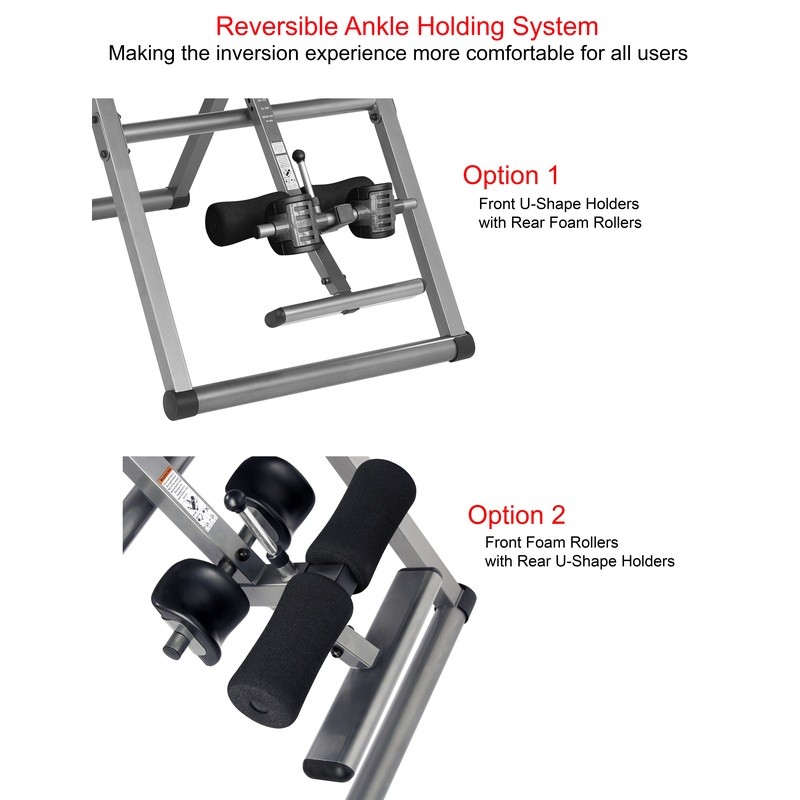 Heavy Duty Inversion Table Adjustable Pin System Ergonomic Ankle Support Relief