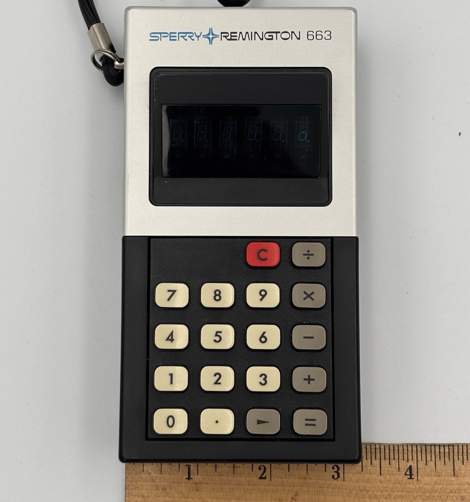 Vintage Sperry Remington 663 Handheld Calculator + Case Tested & Working