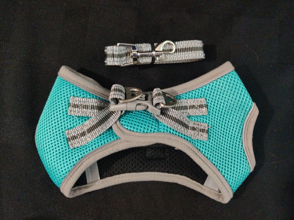 Dociote Mesh Dog Harness Adjustable Lightweight - L Light BlueWith With Leash