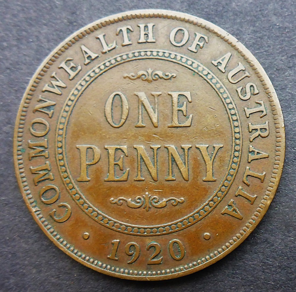 1920 Australian Penny Dot Above Bottom scroll FREE SHIPPING!!