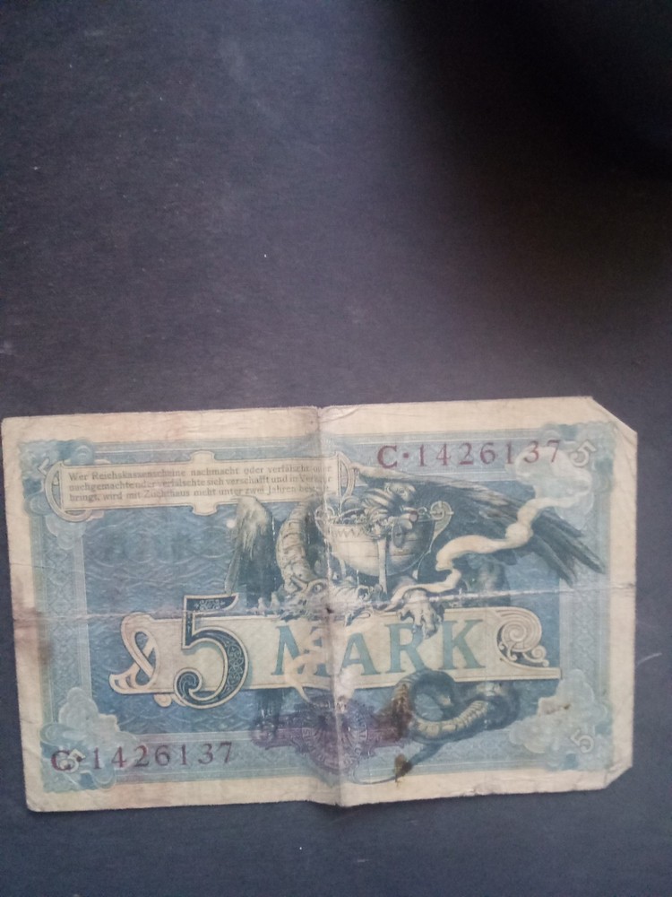 1904 German Empire 5 Mark Banknote