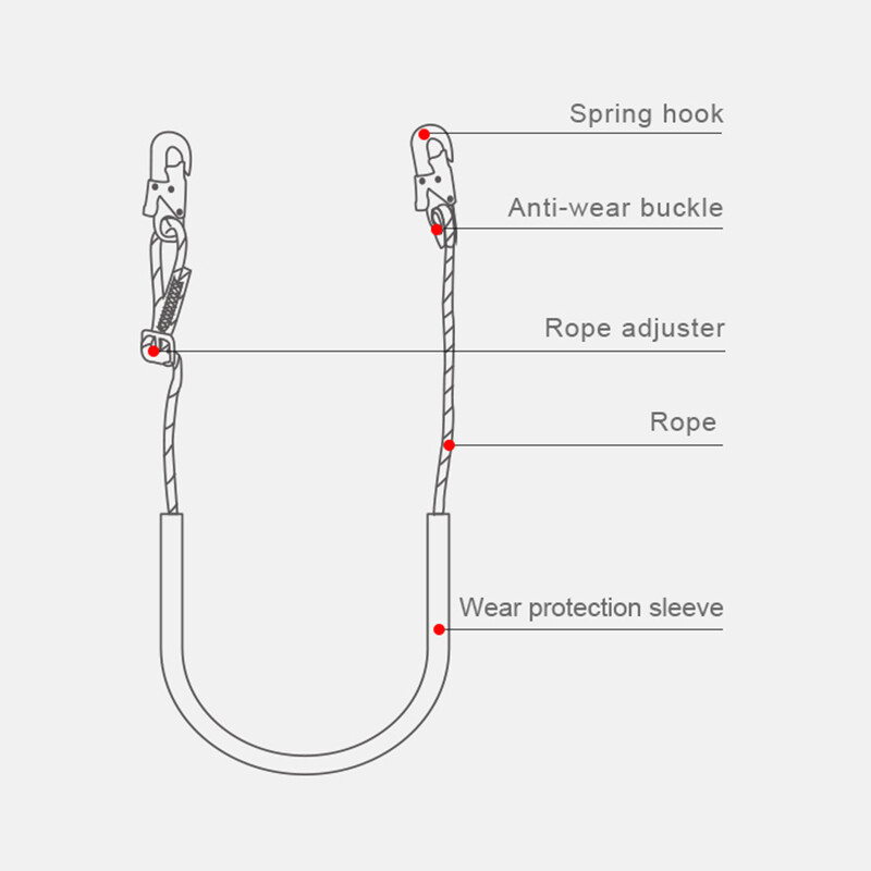 Adjustable Work Position Lanyard Tree Climbing Fall Protection Equipment