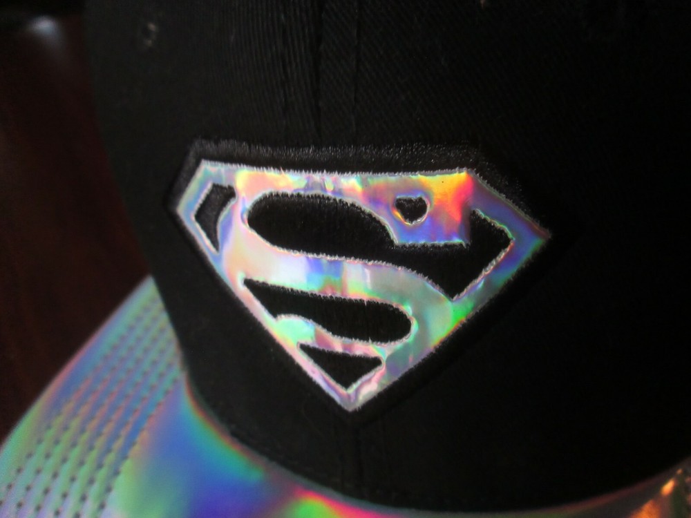 SUPERMAN Snapback Hat Black & Silver Prism - Kids Size