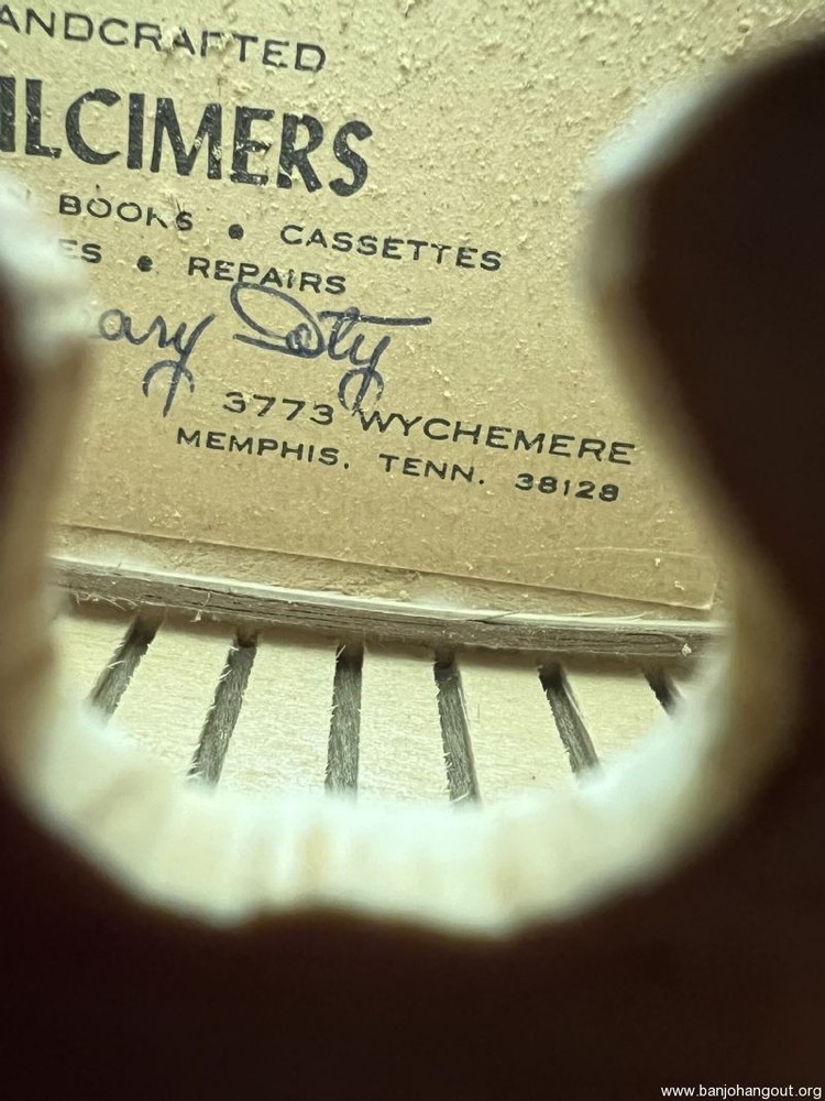 Daniel Doty mountain dulcimer with case and Doty papers