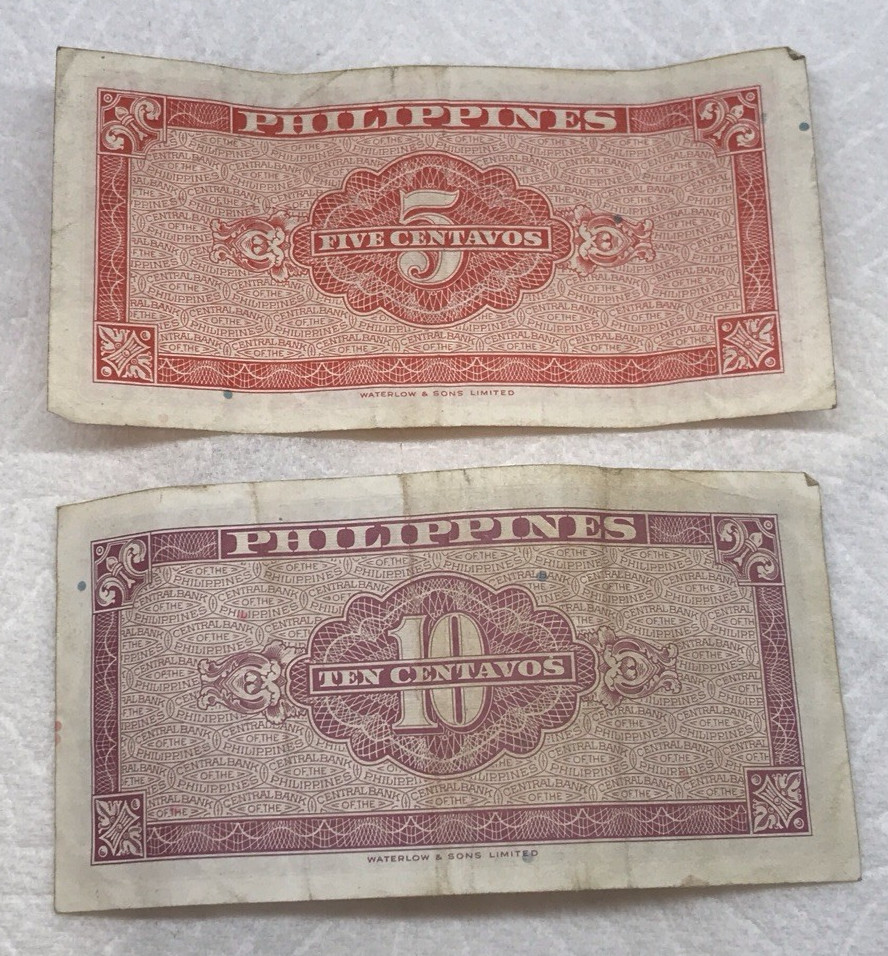 Central Bank - PHILIPPINES - 5 Centavos & 10 Centavos 1949 Circulated