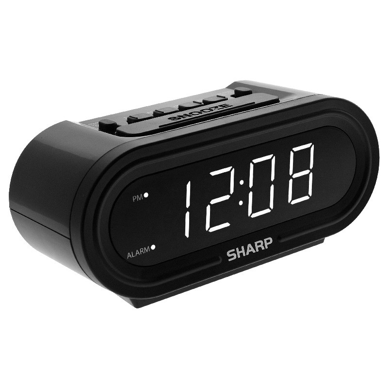 SHARP Digital Alarm Clock with AccuSet - Automatic Set, with White LED Display