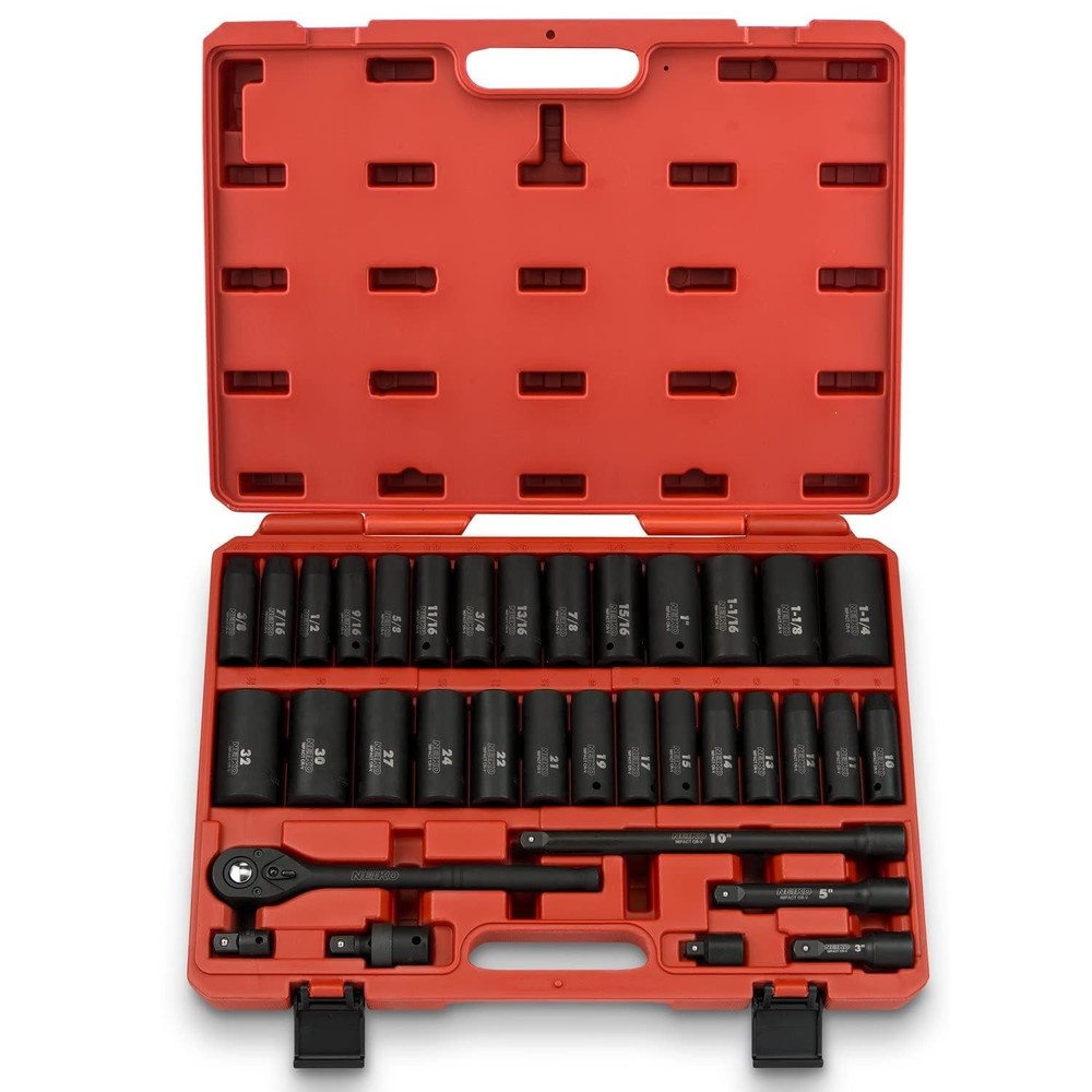 NEIKO 02446A 1/2 Impact Socket Set, 35 Piece, Deep Socket Kit Assortment,
