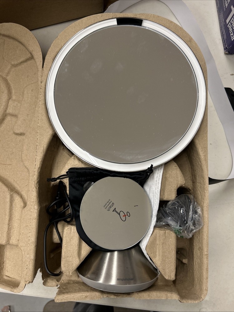 Simplehuman LED Sensor Mirror 5x Magnifying Mirror | ST3200 - 8" Round FOR PARTS
