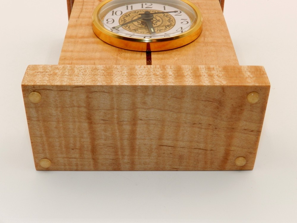 Handmade Desk Clock with quartz movement. Made from CURLY MAPLE & BUBINGA! #12