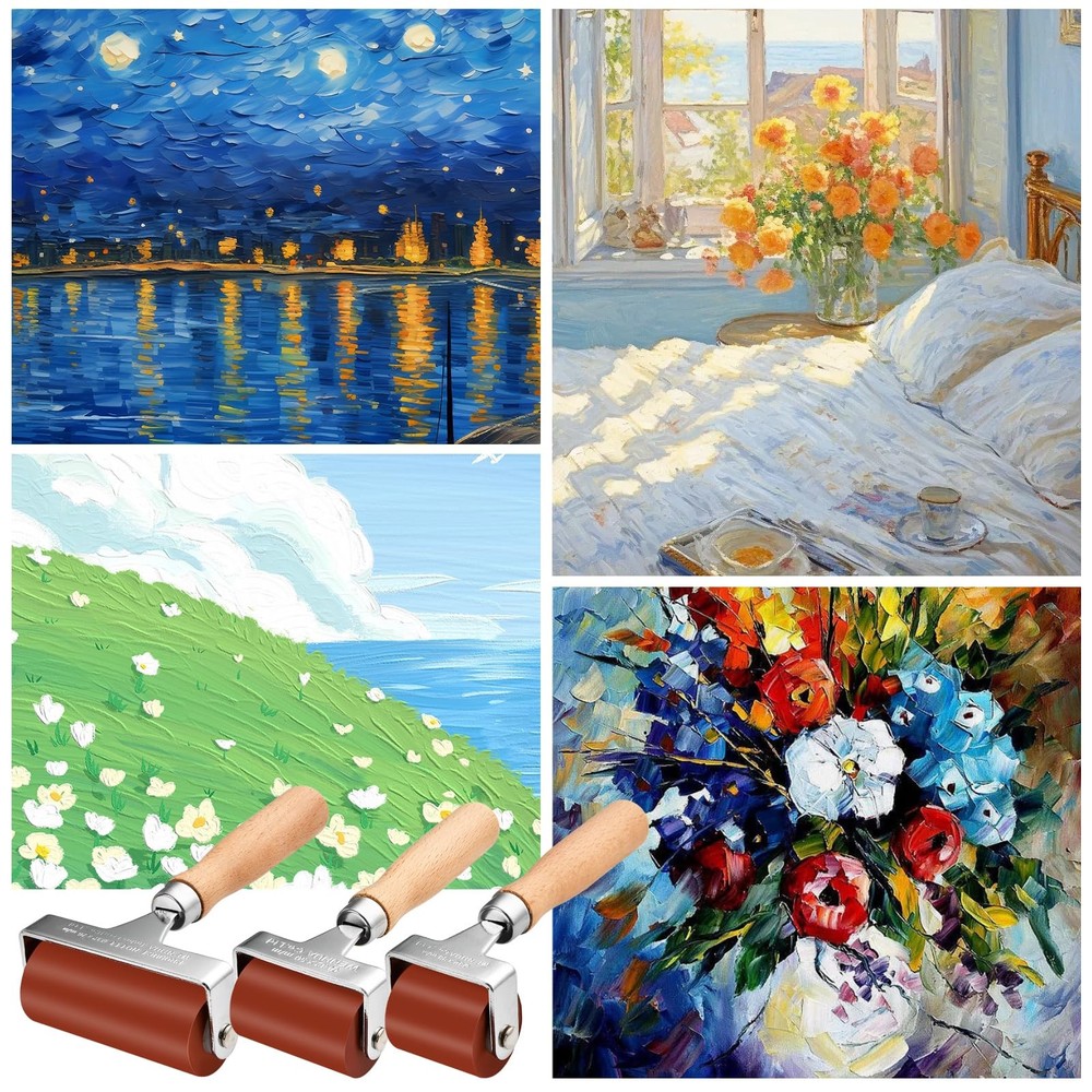 3Pcs Brayer Roller, Mix Size Roller Tool for Printmaking, Ink Roller Stamping...