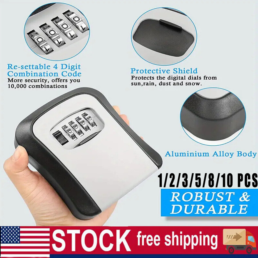 2 Pack 4-Digit Combination Lock Key Box Safe Storage Box Padlock Security New