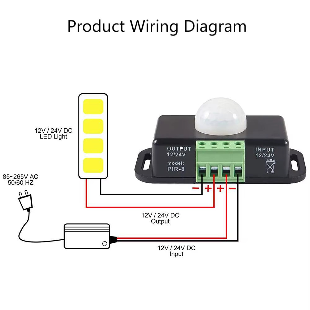 Motion Sensor Switch DC 12V-24V 8A Motion Sensor Motion Sensor Infrared PIR LED