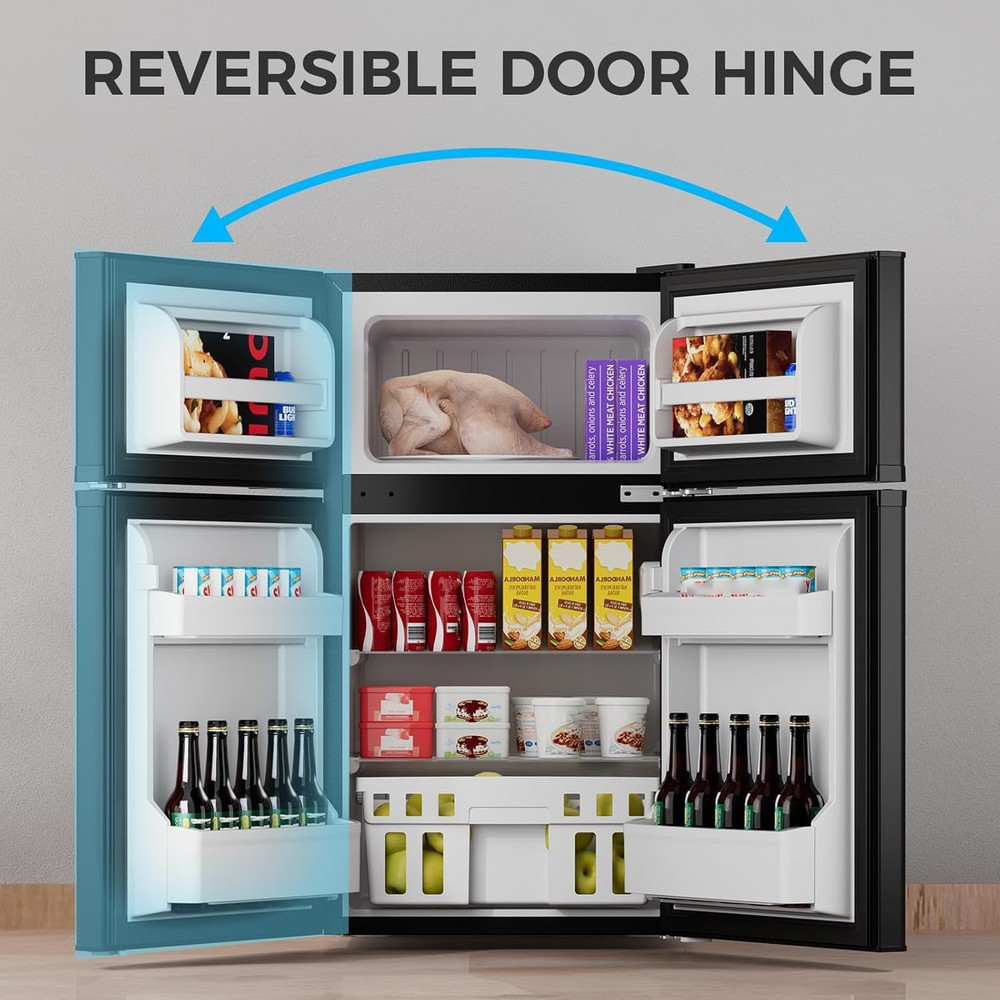 Energy Efficient 3.2 Cu.Ft Refrigerator with Quiet Freezer - Compact Design