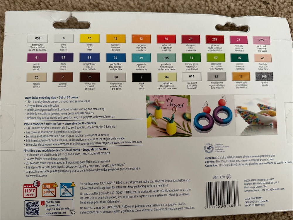 Fimo Oven Bake Modeling Clay Color Sampler 30 Colors.