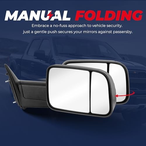 Left and Right Mirrors Compatible with 2009-2018 Black DRL+Temp. Sensor+Puddle