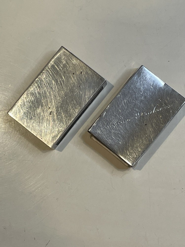 Pair of Sterling Silver (.925) Rectangular match Boxes 1 monogrammed