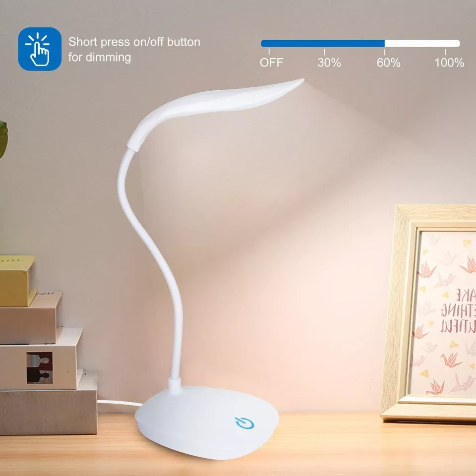 LED Desk Light Dimmable Bedside Reading Night Lamp USB Rechargeable Touch Sensor