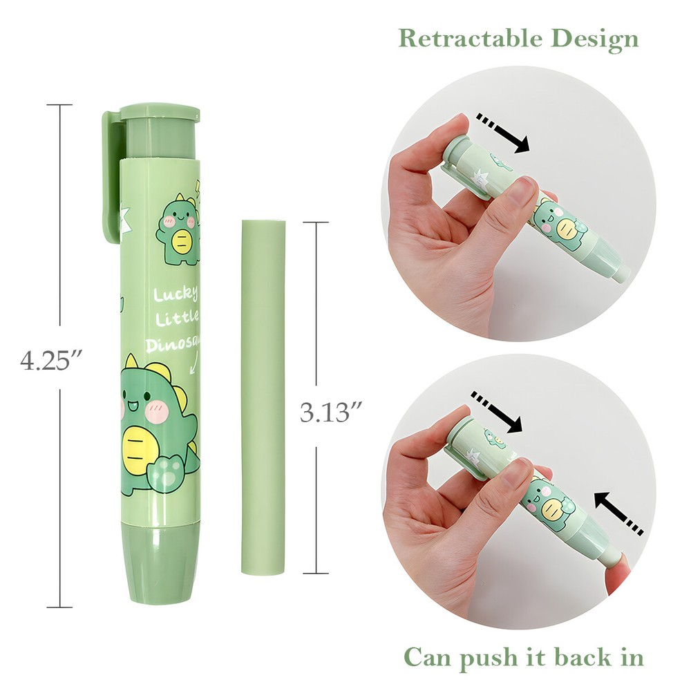 Wrapables Clickable Push Button Retractable Erasers with Refills (Set o 2)
