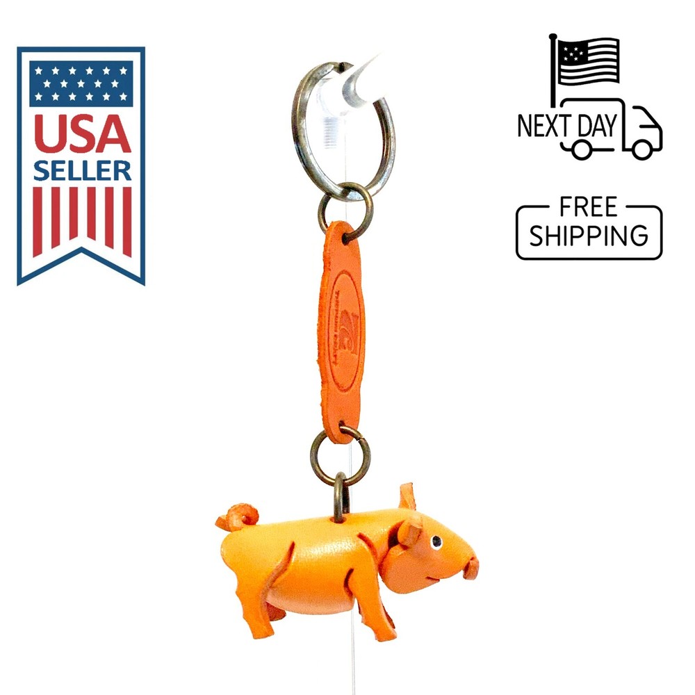 Pig Handmade Leather Keyring