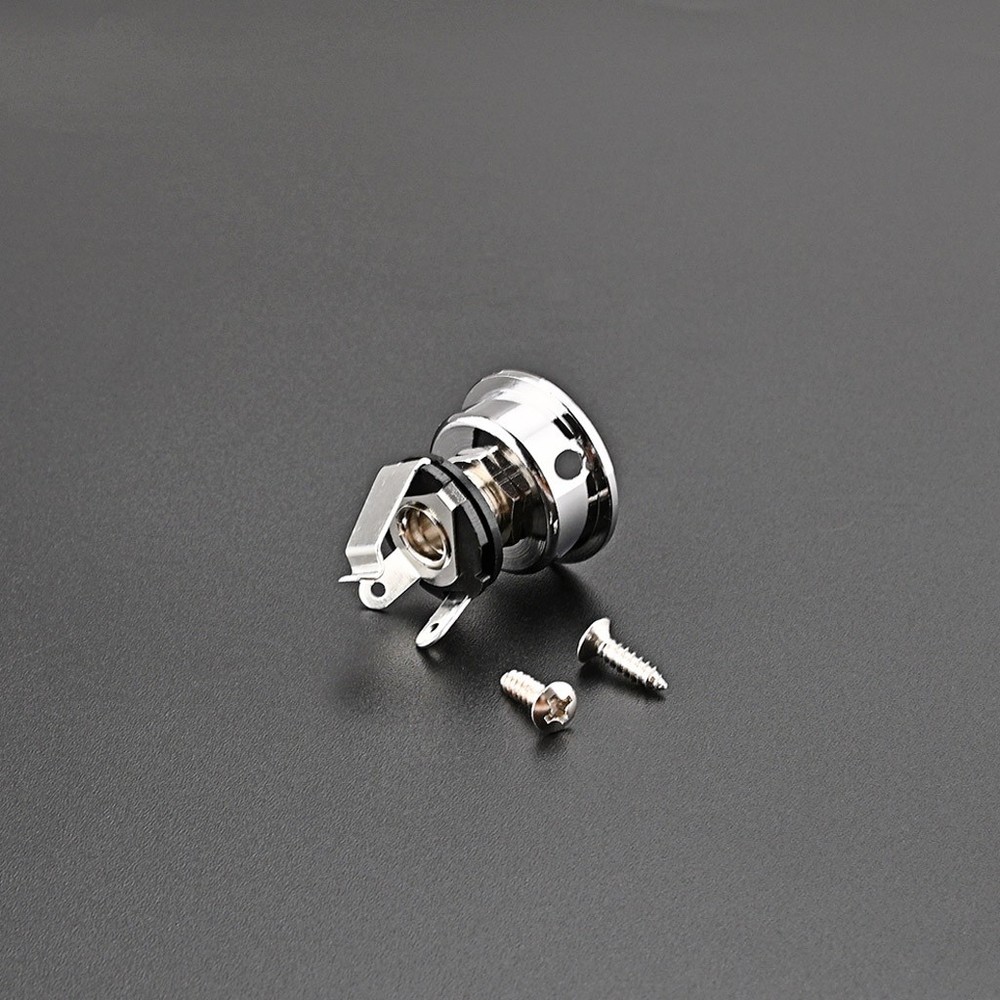 6.35mm Plug Socket Jack Plate Holder Electrosocket Electric Guitar Chrome Tool[
