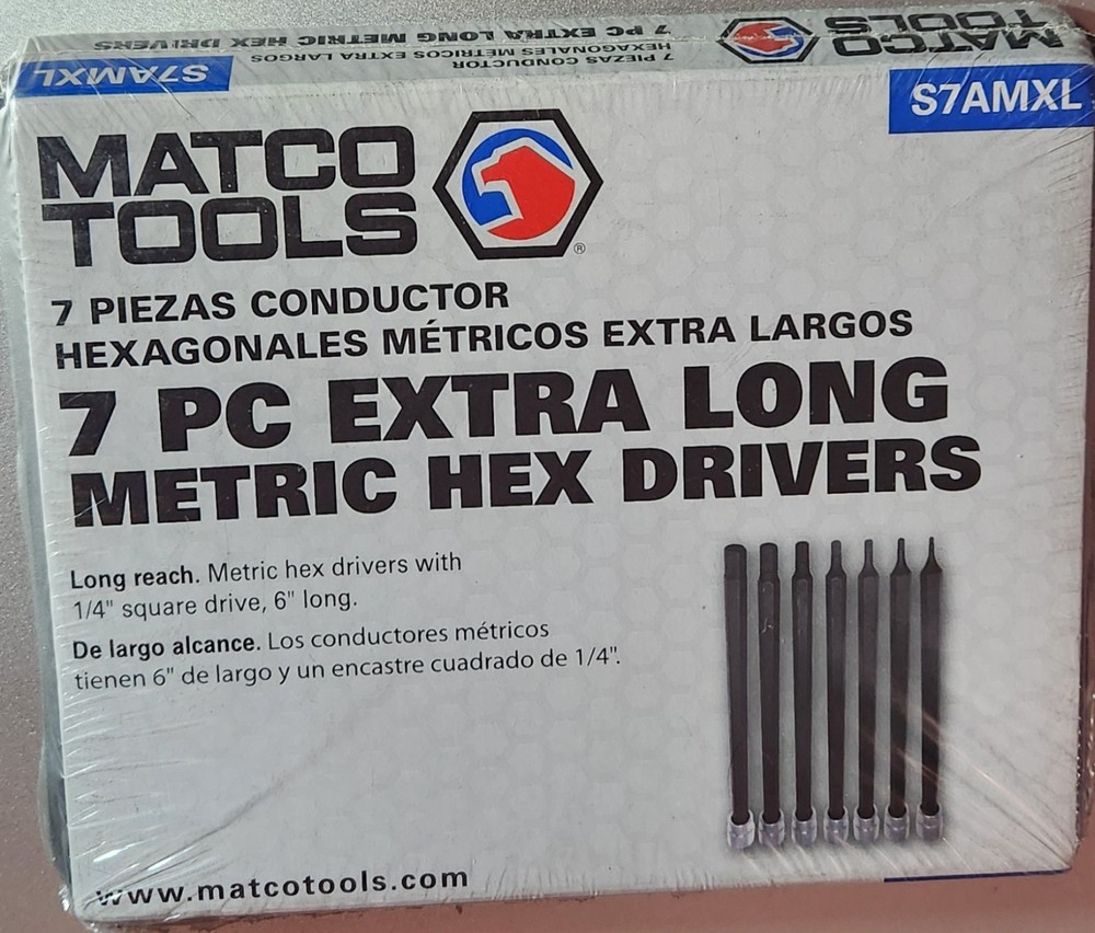 Matco Tools 7 PC Extra Long Metric Hex Drivers S7AMXL