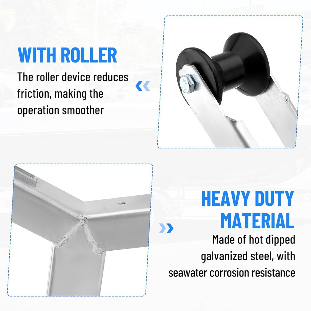 Boat Trailer Winch Stand w/ Roller Fits 3"x4"Frames Multiple Height Adjustments