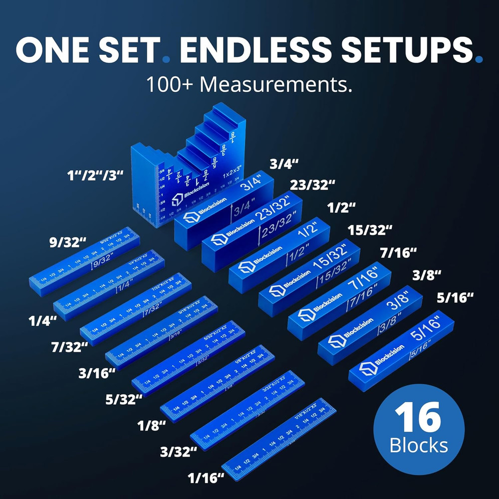 Blockcision Setup Blocks Woodworking Tools - Height Gauge Block Set with Easy Bl