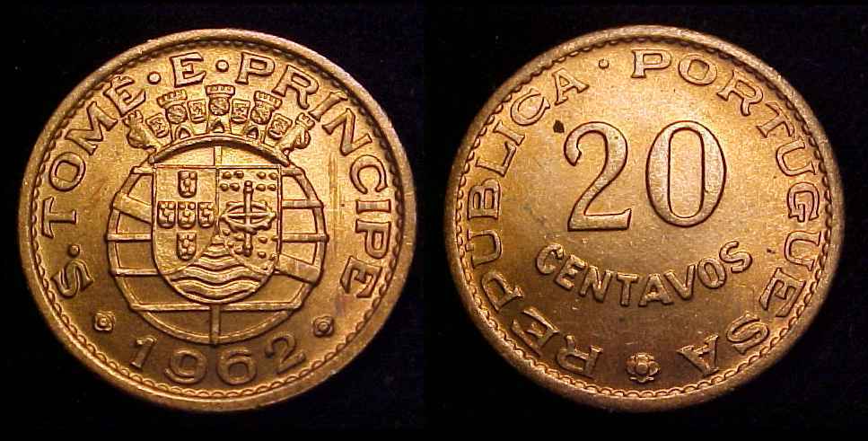 ST. THOMAS & PRINCE 1962 20 Centavos BU