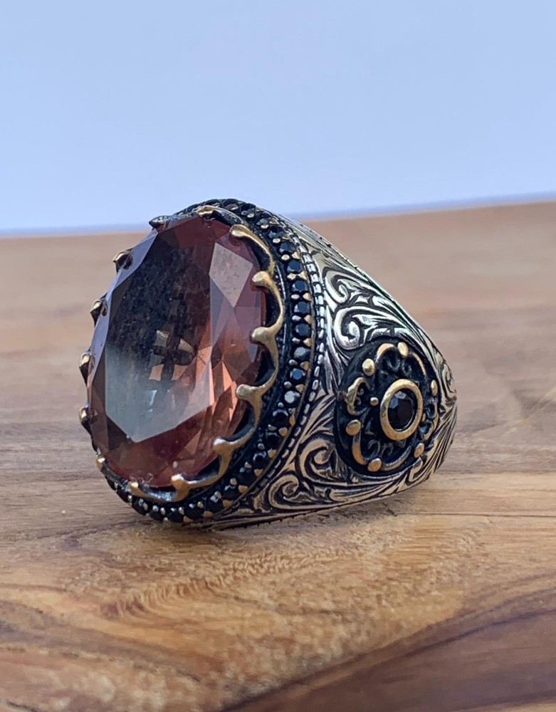 925 SILVER RING Men Solitaire Alexandrite Ring Sterling Man $