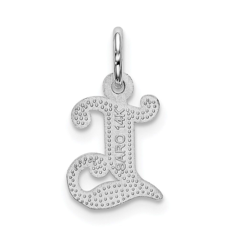 14K White Gold Shiny-Cut Initial L Charm