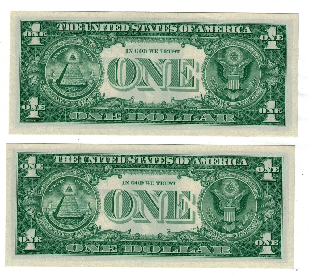 🇺🇸🇺🇸1957 $1 ONE DOLLAR SILVER CERTIFICATE FR1619, GEM CONSECUTIVE SERIAL...