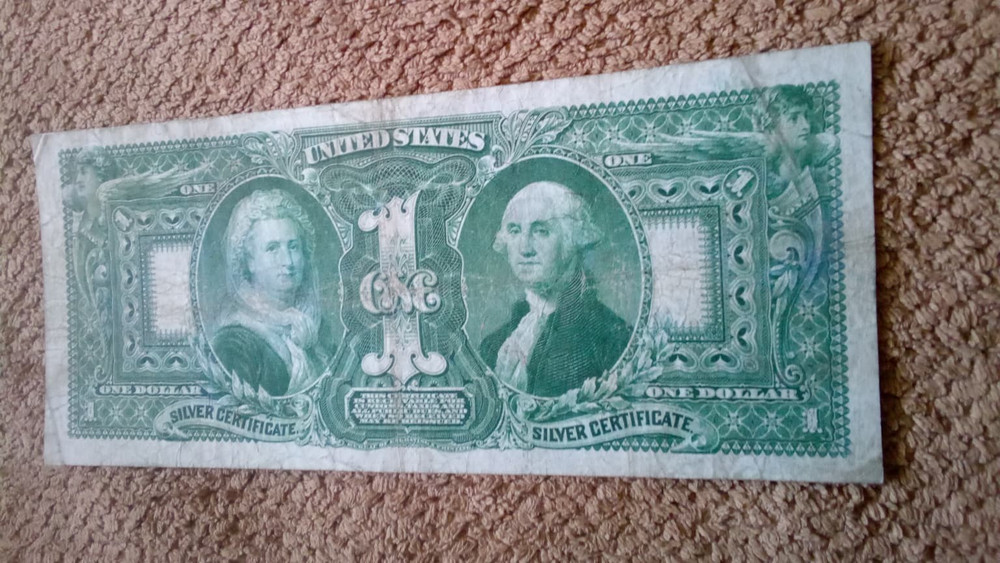 1896 $1 ONE DOLLAR LARGE-SIZE SILVER CERTIFICATE EDUCATIONAL NOTE, VF+, RED SEAL