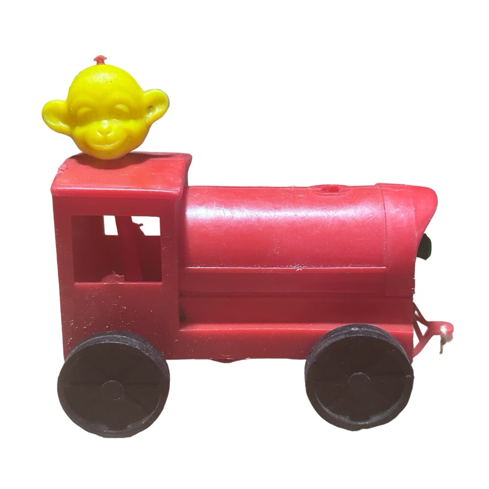 Monkey Choo Choo Plastic Train Pull Toy 5" VINTAGE 1960's
