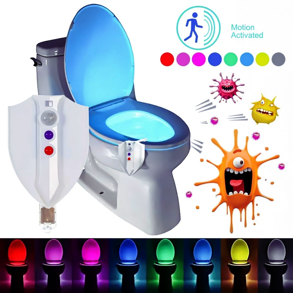 Smart Night Light Sensor Toilet Lamp 8 Colors 2 pack