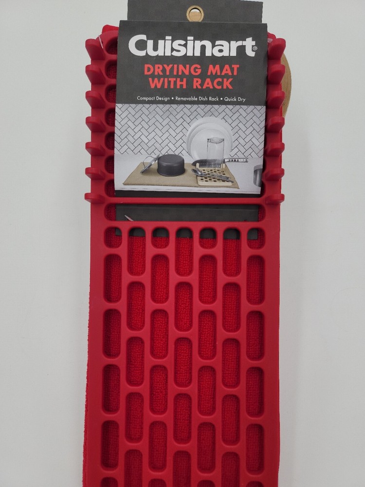 Cuisinart Dish Drying Mat With Rack 16”X18” Rack-14.5”X5.75” Red NEW