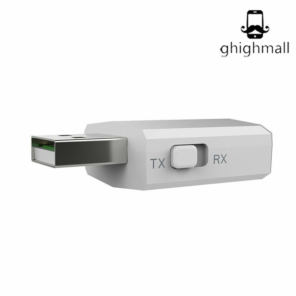 White 3in1 Bluetooth 5.0 Audio Transmitter/Receiver Adapter For PC CAR Speaker