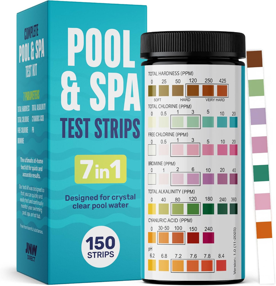 JNW -In- Pool Test Strips, 150 Quick & Accurate Test Strips for Pool Water, Spa