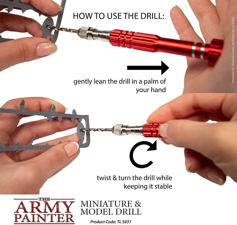 Miniature & Model Drill - Pin Vise Hobby Drilling with Three Bits for Tableto...