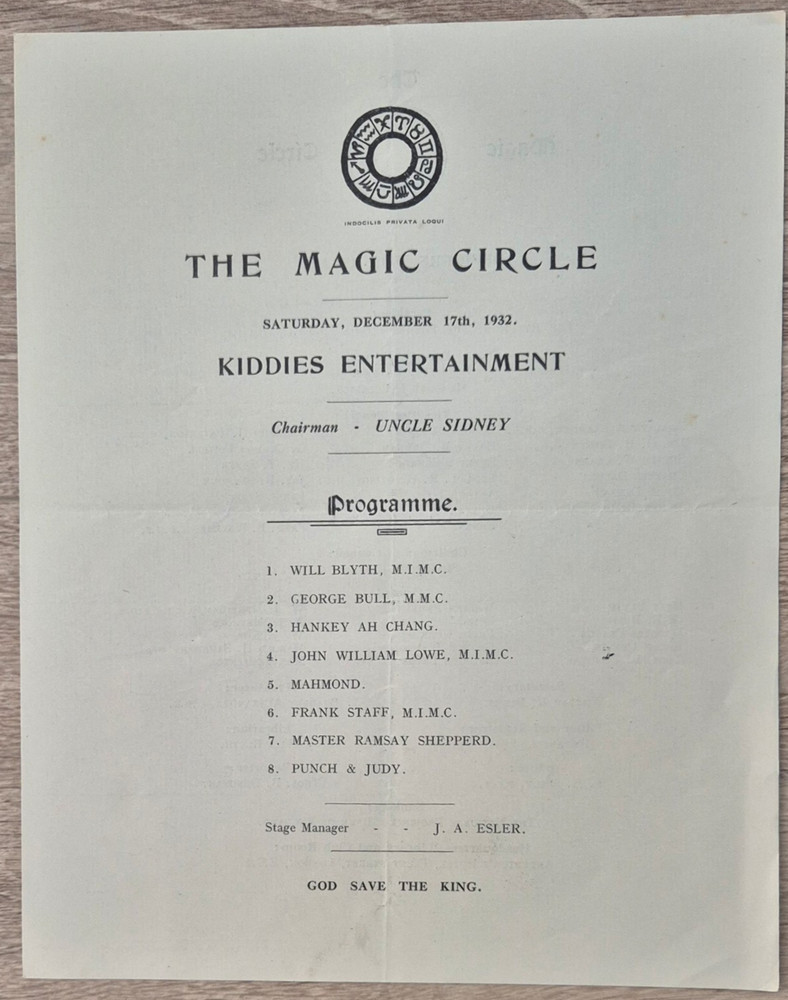 1932 The Magic Circle - Kiddies Entertainment, Smoker & Non Stop Magic Programme