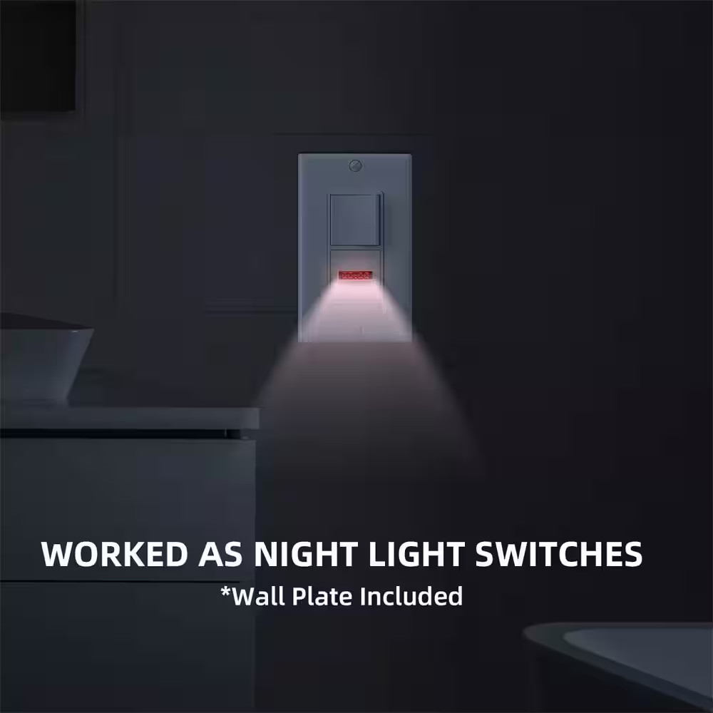 15 Amp Decorator Combination Single Pole Rocker Switch with Pilot Light, Wall Pl