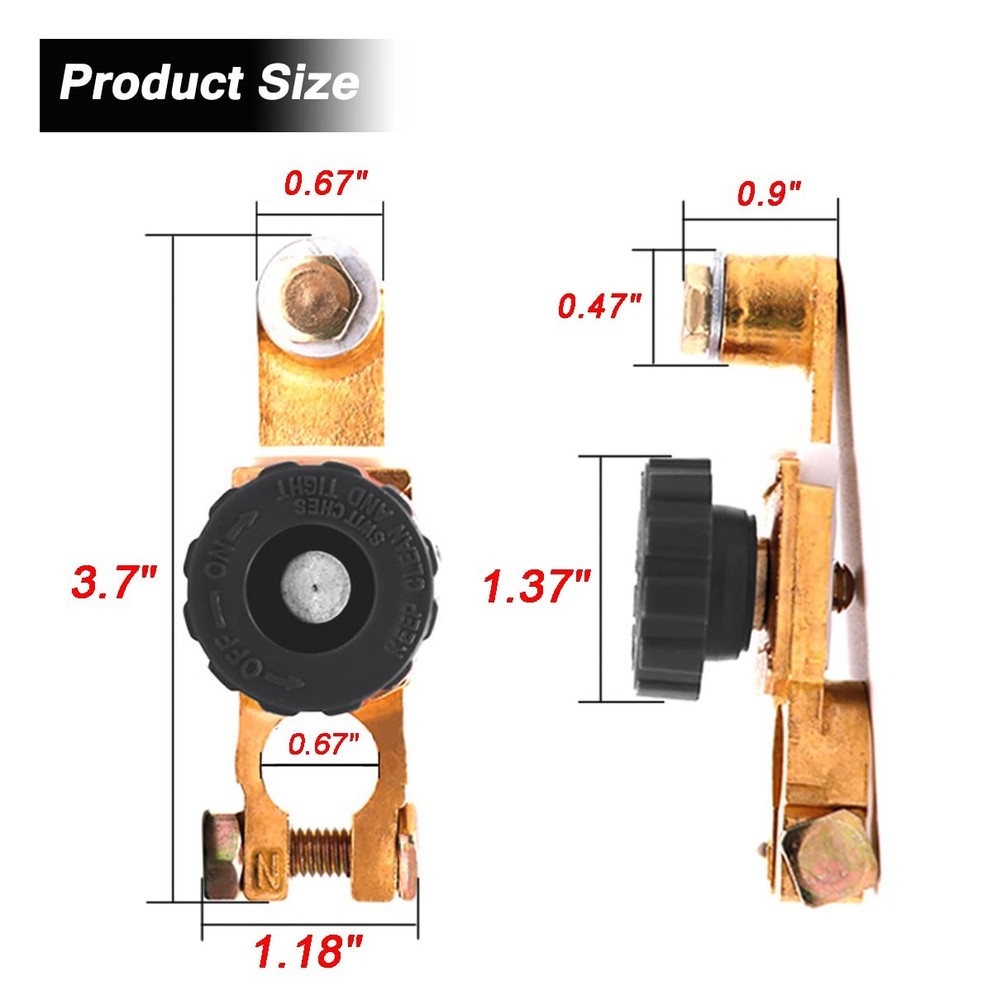 Top Post Battery Disconnect Switch - Quick Cut Off Black