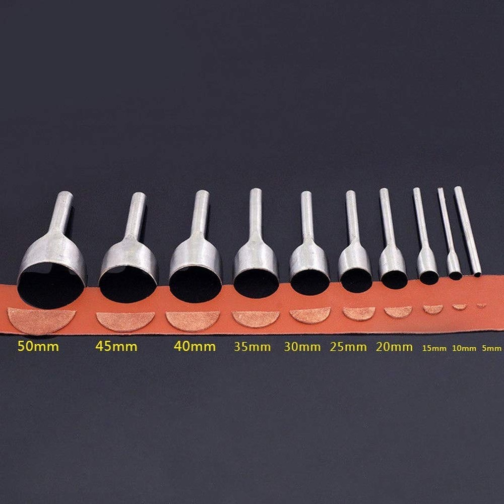 10 Pcs Half Round Leather Punches, Strap End Punches Leather Tools Arc-Shaped...