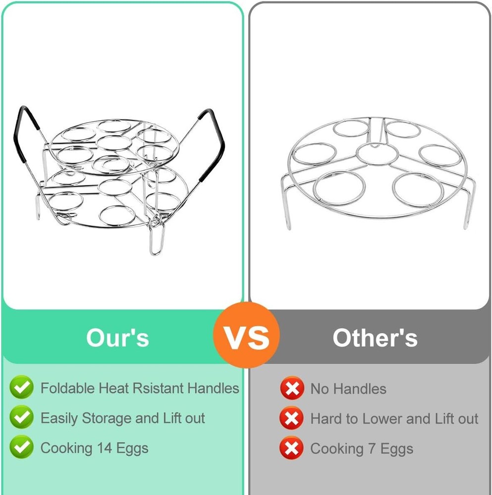 Stackable Egg Steamer, Egg Cooking Rack with Heat Resistant Silicone Handles