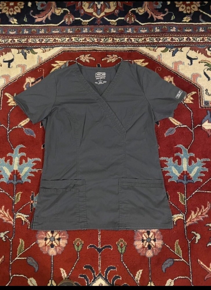 Cherokee Workware Core Stretch Charcoal Gray Scrub Set Small