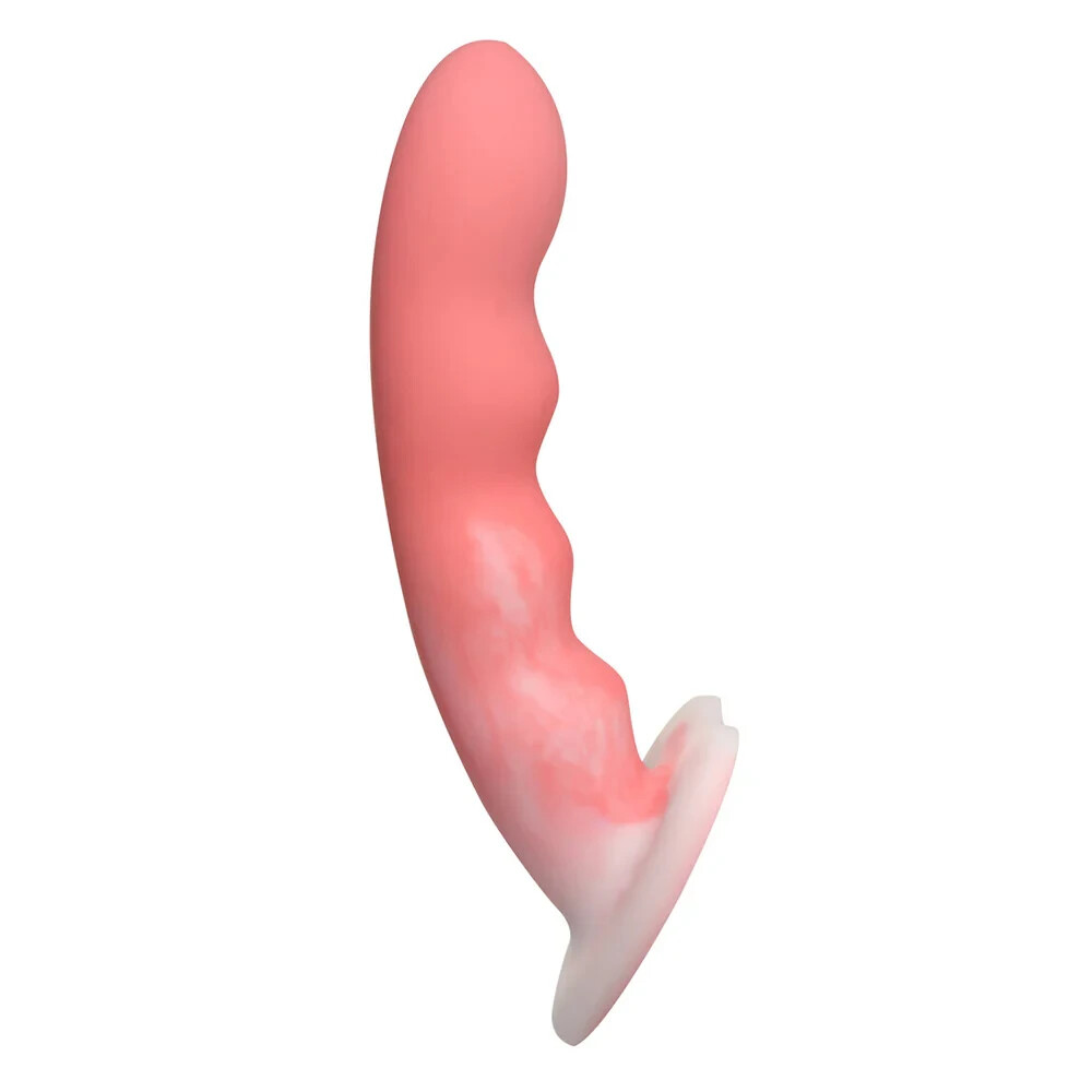 Silicone Dildo Strap-on Compatible Suction Cup Base Beaded Thick Shaft Cock