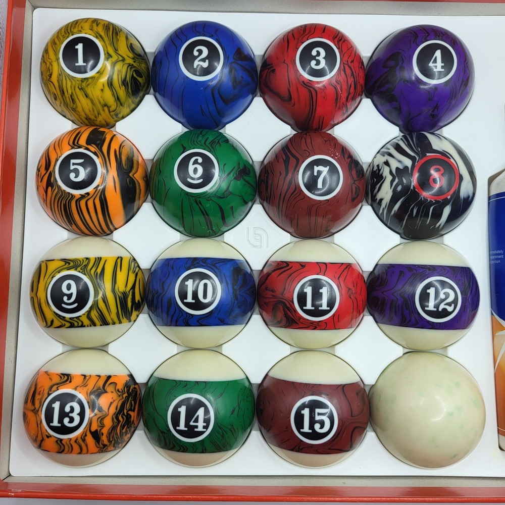 Complete Pool Ball Set 2-1/4” Marblized Design with Accessories